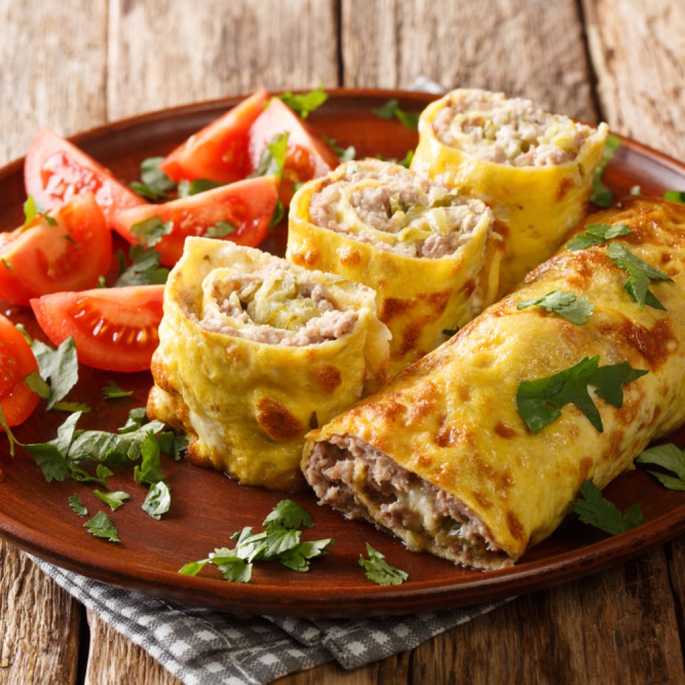 Omelet Rolls with Beef