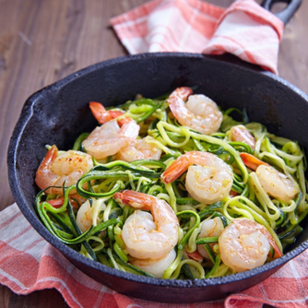 Courgette Noodles with Prawns