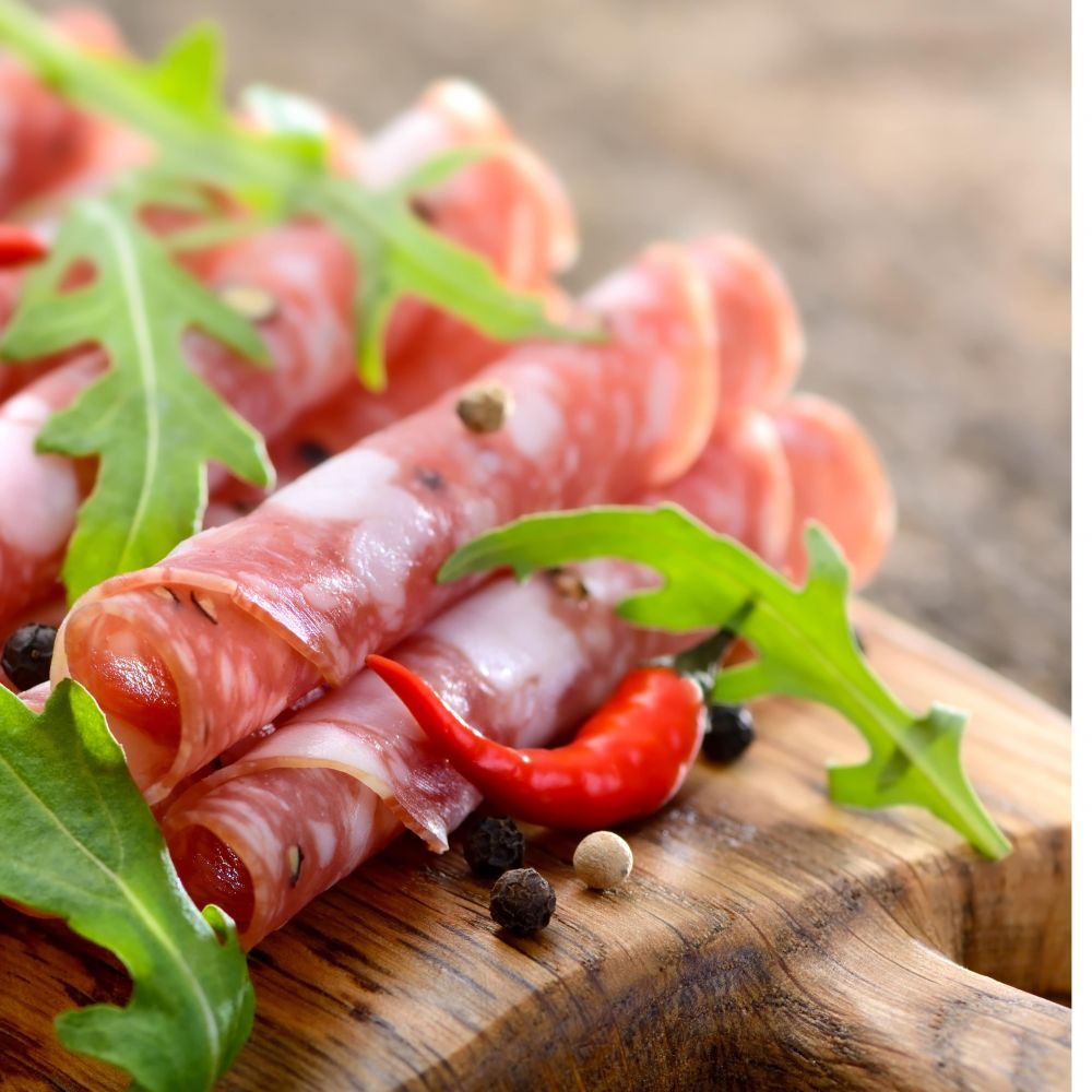 Salami, Mozzarella and Mushroom Roll-Ups