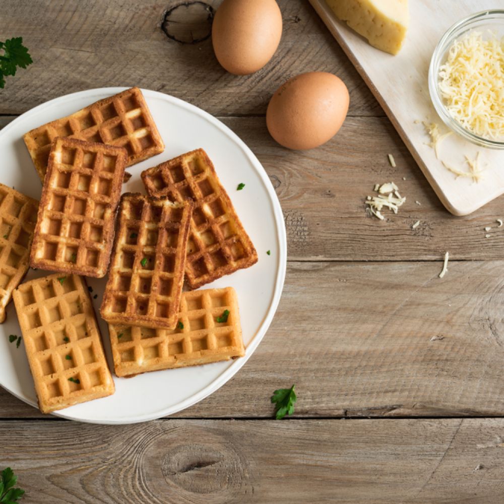 Waffles with Cheese and Bacon