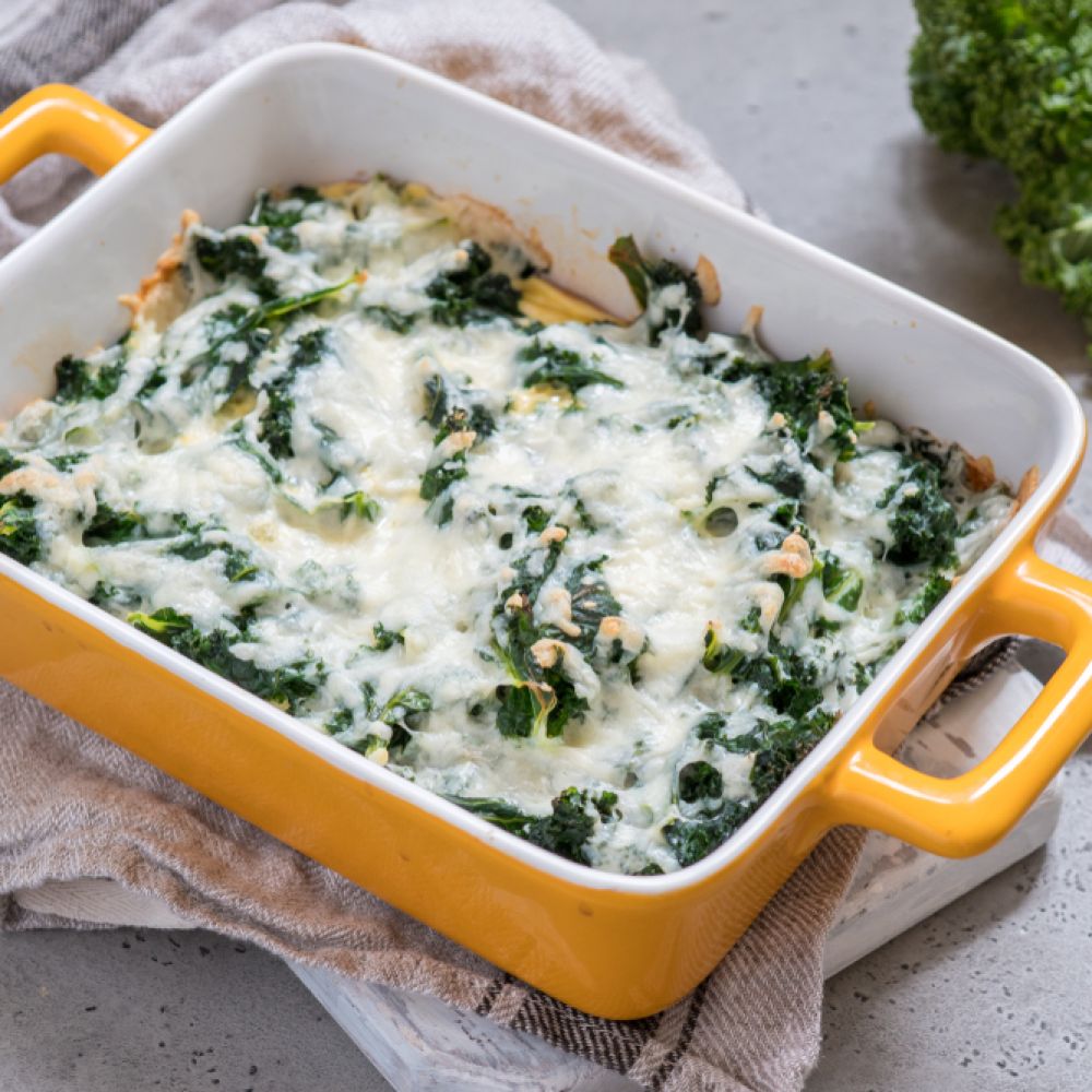 Kale Casserole with Eggs and Cheese