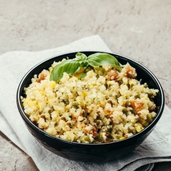 Boiled Egg Salad with Cauliflower Rice