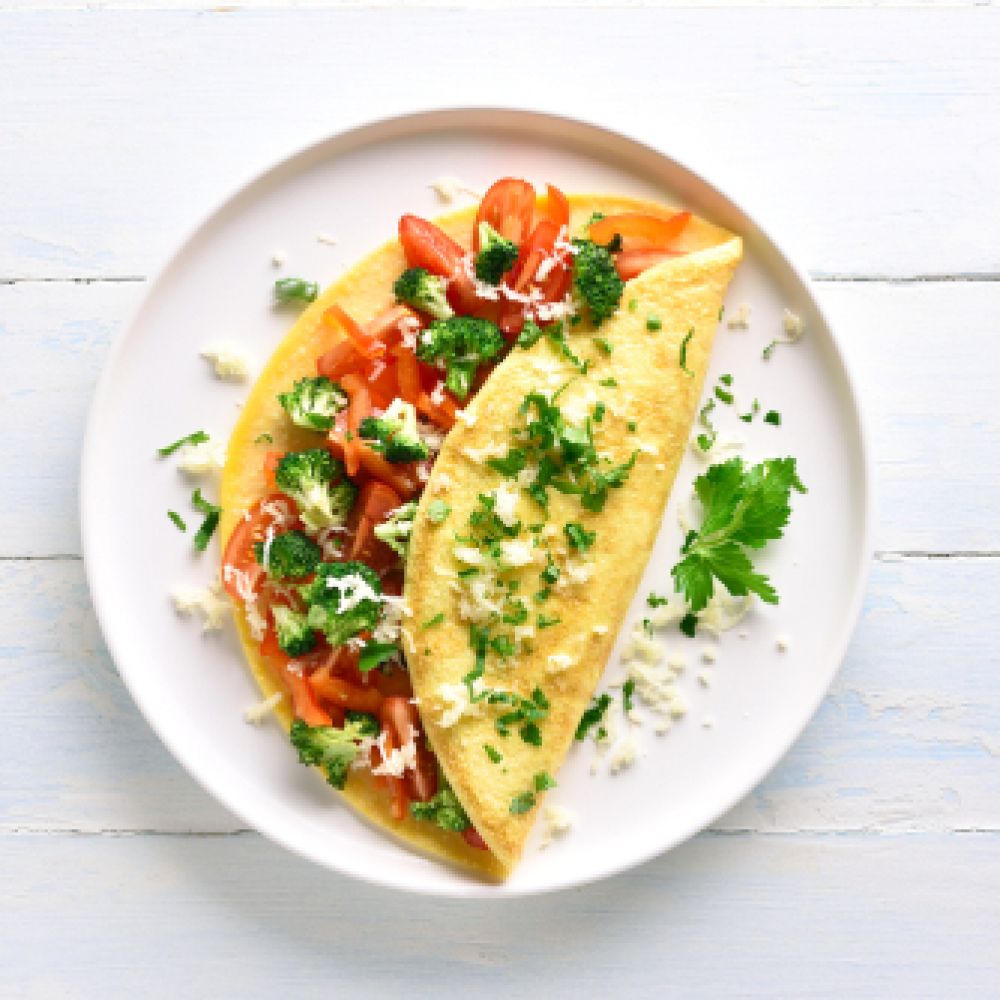 Omelette with Vegetables and Cheddar Cheese