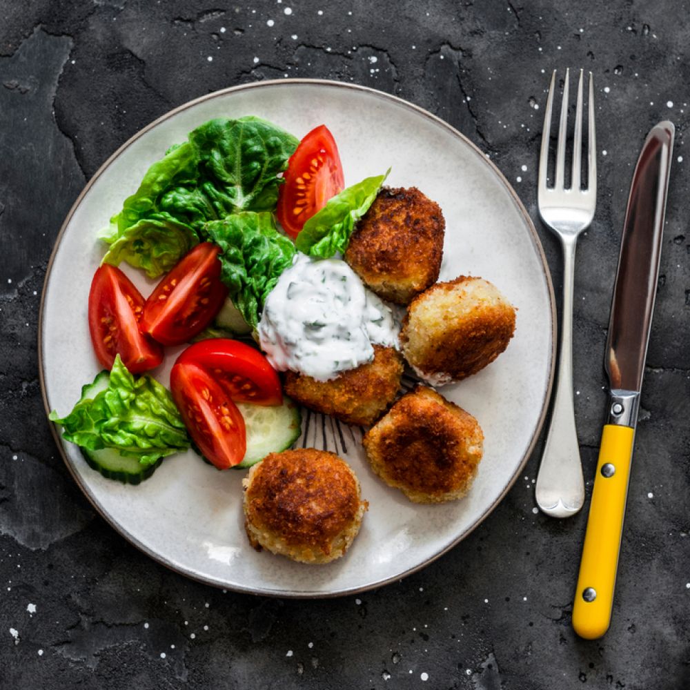 Salmon Meatballs with Salad