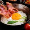 Eggs with Bacon, Tomatoes and Rocket