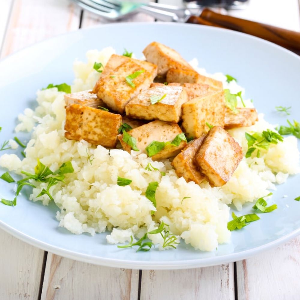 Tofu with Cauliflower Puree