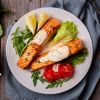 Salmon with Tomato and Leafy Greens