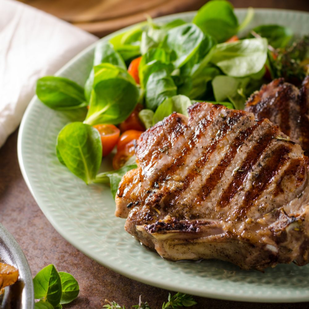 Pork Chop with Healthy Salad