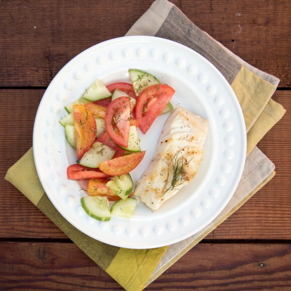 Cod with Tomato and Cucumber Salad