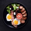 Fried Eggs with Sausage and Bacon