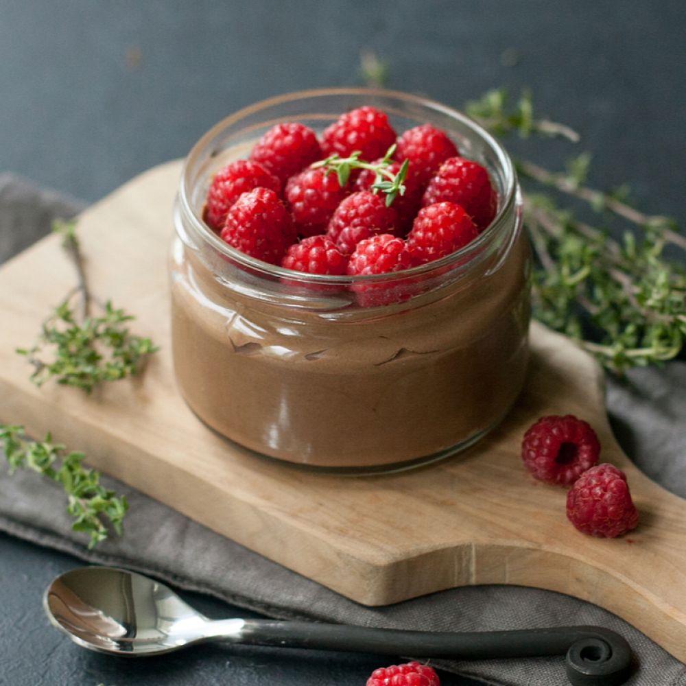 Chocolate Mascarpone Yogurt with Raspberries