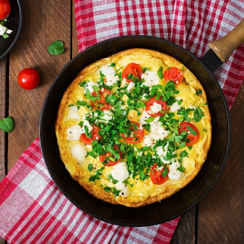 Omelette with Cherry Tomatoes and Feta