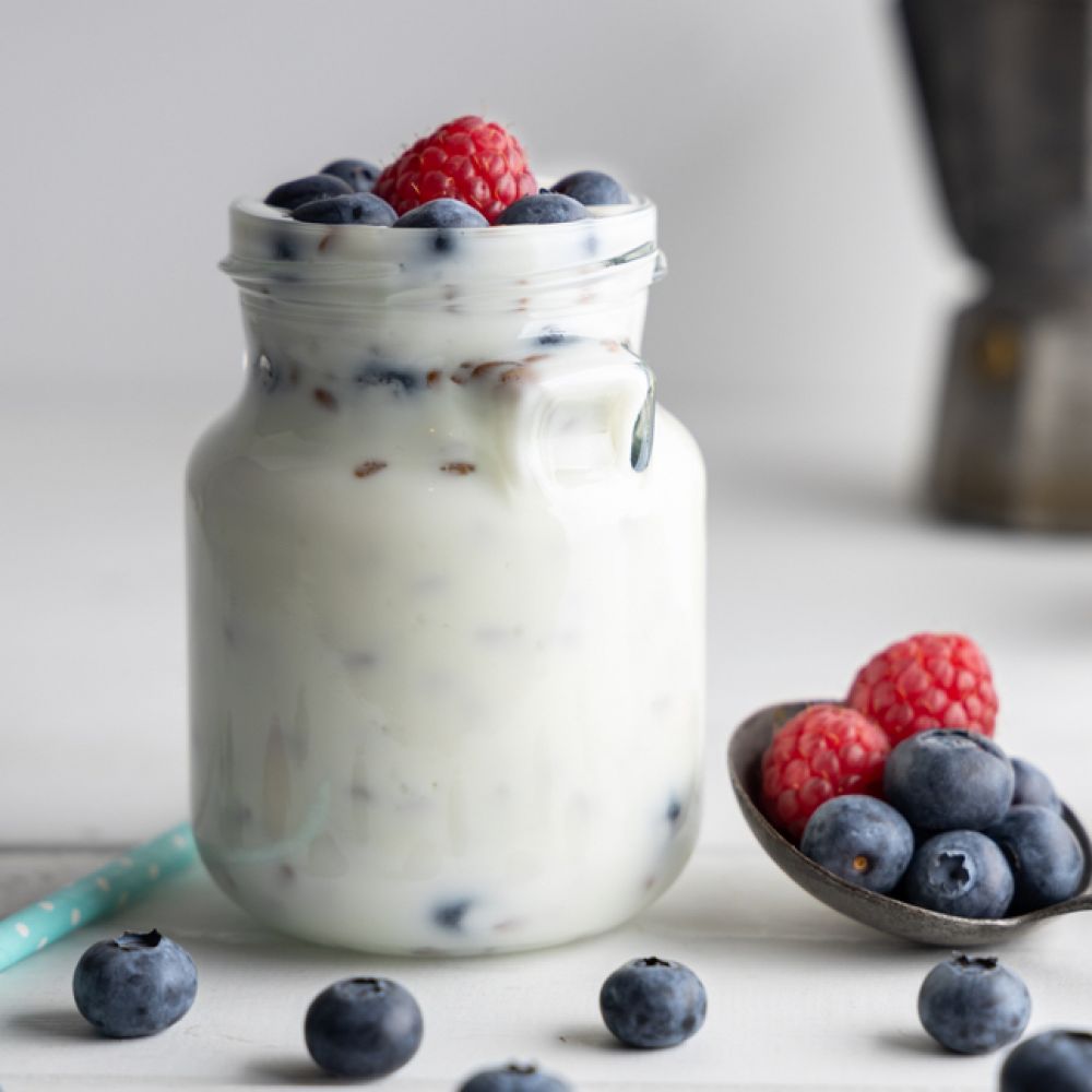 Yoghurt with Blueberries and Raspberries