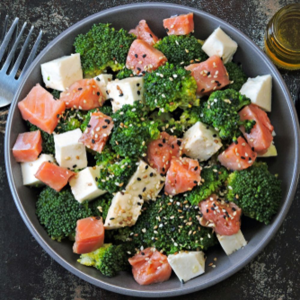 Broccoli, Salmon and Feta Bowl