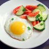 Fried Eggs with Tomato and Cucumber