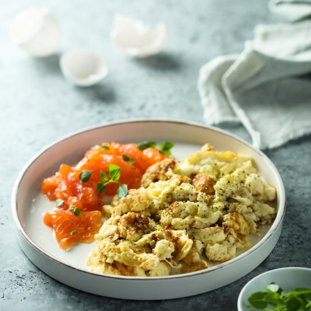 Salmon with Scrambled Eggs