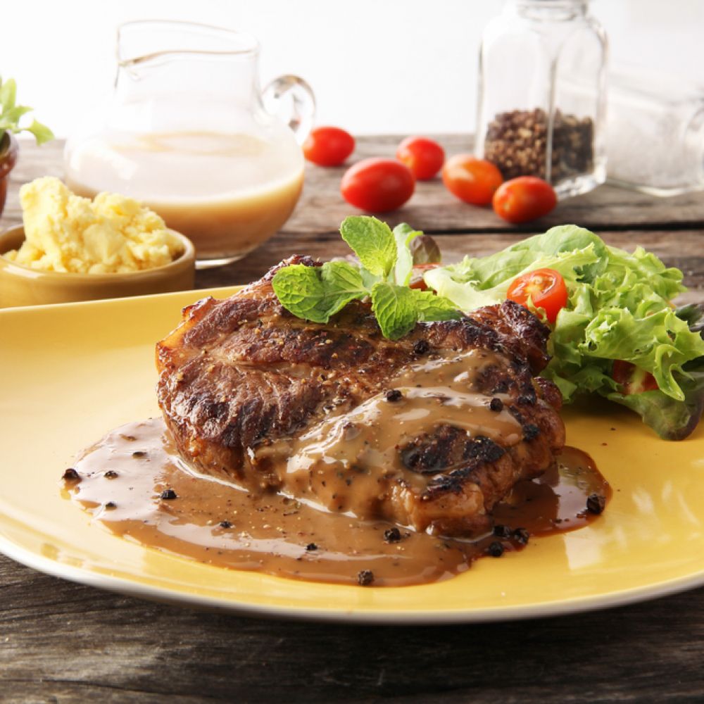 Steak with Blue Cheese Bacon Gravy