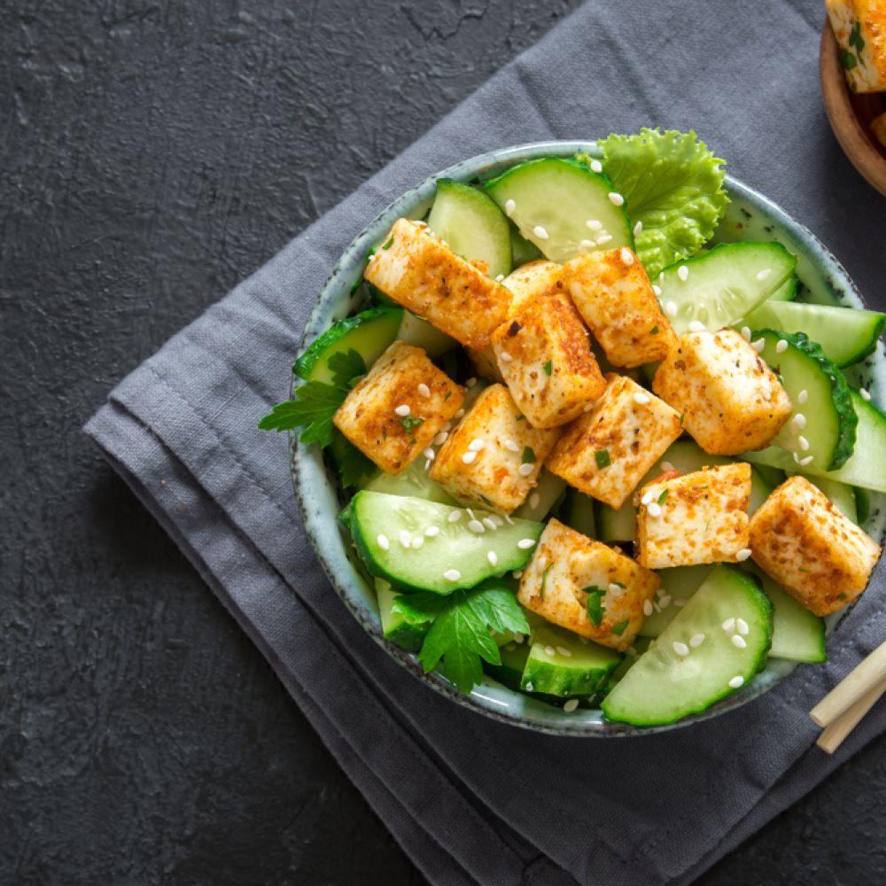 Fried Tofu with Cucumber