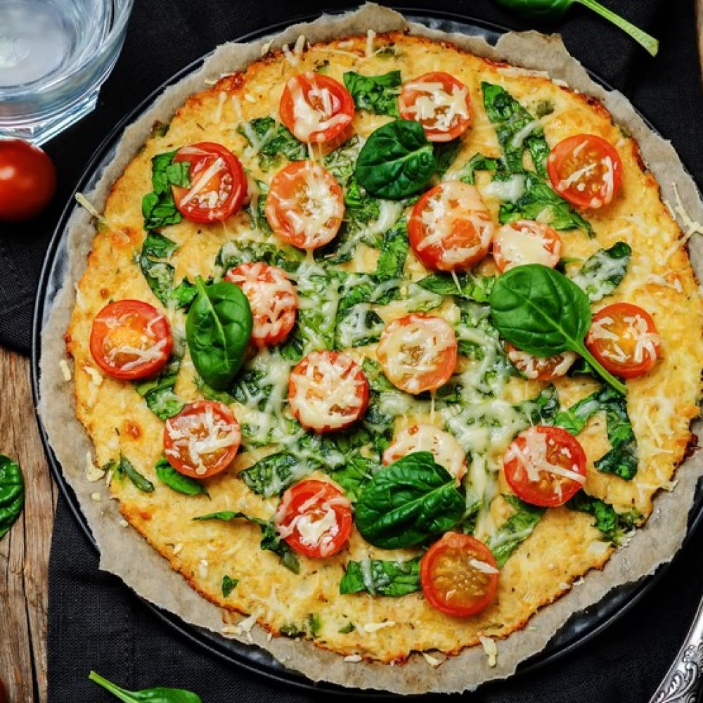 Cauliflower Pizza with Cheddar Cheese